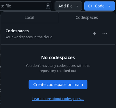 start codespace